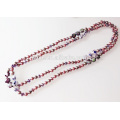 Extra Long Hand Knotted Crystal Pearl Beaded Necklace